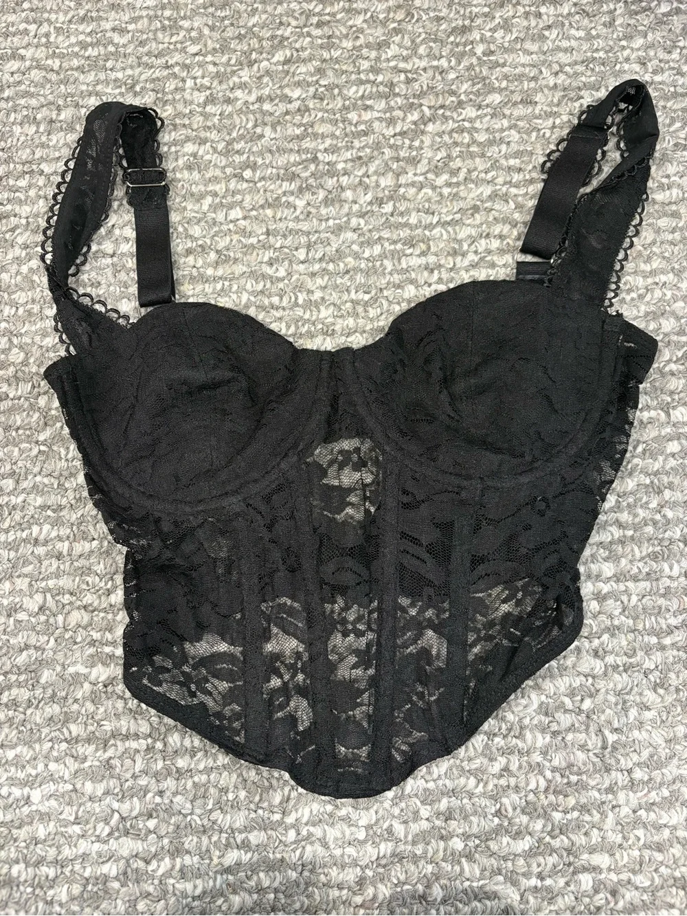 Edikted Black Lace Longline Bustier